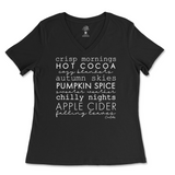 Fall Words Ladies V-Neck T-Shirt