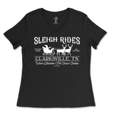 Sleigh Rides Christmas Ladies V-Neck T-Shirt - Clarksville, TN