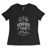 Most Wonderful Time Of Year Christmas Ladies V-Neck T-Shirt