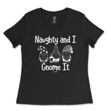 Naughty And I Gnome It Christmas Ladies V-Neck T-Shirt