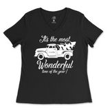 Most Wonderful Time Of The Year Christmas Ladies V-Neck T-Shirt