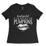 Hand-Picked Farm Fresh Pumpkins Fall Ladies V-Neck T-Shirt - Clarksville, TN