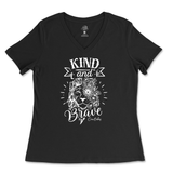 Kind And Brave Ladies V-Neck T-Shirt