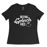 Resting Grinch Face Christmas Ladies V-Neck T-Shirt