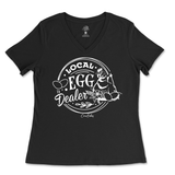 Local Chicken Egg Dealer Ladies V-Neck T-Shirt