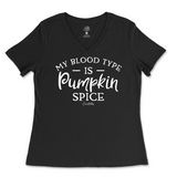 My Blood Type is Pumpkin Spice Fall Ladies V-Neck T-Shirt