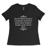 Dusty Junk Lovin' Girl Ladies V-Neck T-Shirt