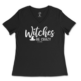 Witches Be Crazy Halloween Ladies V-Neck T-Shirt