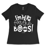 I'm Here for the Boos Halloween Ladies V-Neck T-Shirt