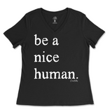 Be A Nice Human Ladies V-Neck T-Shirt