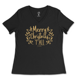 Merry Christmas Y'all Ladies V-Neck T-Shirt