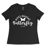 Anti-Social Butterfly Ladies V-Neck T-Shirt