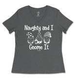 Naughty And I Gnome It Christmas Ladies V-Neck T-Shirt