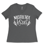 Mistletoe Kisses Christmas Ladies V-Neck T-Shirt