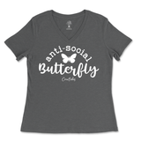 Anti-Social Butterfly Ladies V-Neck T-Shirt