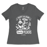 Just A Girl Who Loves Peckers Ladies V-Neck T-Shirt