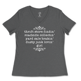 Dusty Junk Lovin' Girl Ladies V-Neck T-Shirt