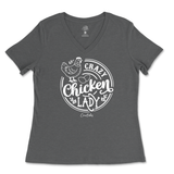 Crazy Chicken Lady Ladies V-Neck T-Shirt