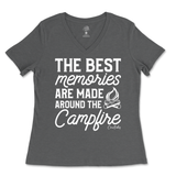 The Best Memories are Made Around the Campfire Ladies V-Neck T-Shirt