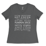 Fall Words Ladies V-Neck T-Shirt