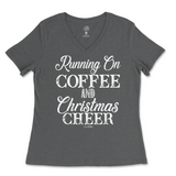 Running On Coffee And Christmas Cheer Ladies V-Neck T-Shirt