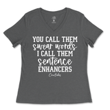 Sentence Enhancers Ladies V-Neck T-Shirt