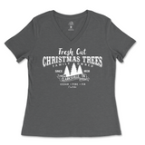 Fresh Cut Christmas Trees Ladies V-Neck T-Shirt - Clarksville, TN