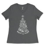 Happiness and Joy Christmas Ladies V-Neck T-Shirt