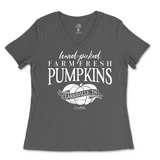 Hand-Picked Farm Fresh Pumpkins Fall Ladies V-Neck T-Shirt - Clarksville, TN