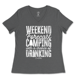 Weekend Forecast Camping with a Chance of Drinking Ladies V-Neck T-Shirt