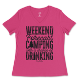 Weekend Forecast Camping with a Chance of Drinking Ladies V-Neck T-Shirt