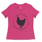 I Raise Chickens, I'm Literally A Chicken Tender Ladies V-Neck T-Shirt