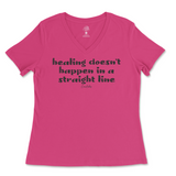 Healing Doesn't Happen In A Straight Line Ladies V-Neck T-Shirt