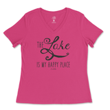 Lake is my Happy Place Ladies V-Neck T-Shirt