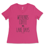 Weekends, Coffee, and Lake Days Ladies V-Neck T-Shirt