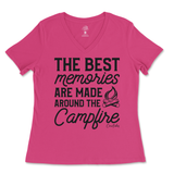 The Best Memories are Made Around the Campfire Ladies V-Neck T-Shirt