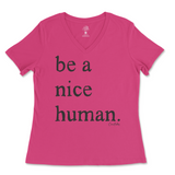 Be A Nice Human Ladies V-Neck T-Shirt