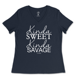 Kinda Sweet Kinda Savage Ladies V-Neck T-Shirt