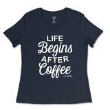 Life Begins After Coffee Ladies V-Neck T-Shirt