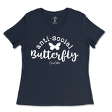 Anti-Social Butterfly Ladies V-Neck T-Shirt