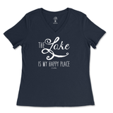 Lake is my Happy Place Ladies V-Neck T-Shirt