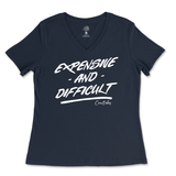 Expensive and Difficult Ladies V-Neck T-Shirt