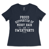 Proud Supporter of Messy Hair and Sweatpants Ladies V-Neck T-Shirt