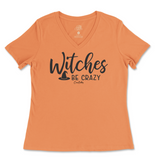 Witches Be Crazy Halloween Ladies V-Neck T-Shirt