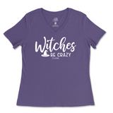 Witches Be Crazy Halloween Ladies V-Neck T-Shirt