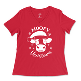 Mooey Christmas Ladies V-Neck T-Shirt