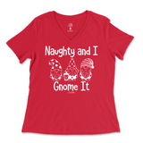 Naughty And I Gnome It Christmas Ladies V-Neck T-Shirt