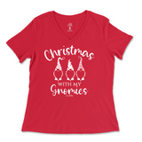 Christmas With My Gnomies Ladies V-Neck T-Shirt