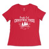 Fresh Cut Christmas Trees Ladies V-Neck T-Shirt - Clarksville, TN