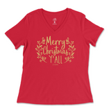 Merry Christmas Y'all Ladies V-Neck T-Shirt